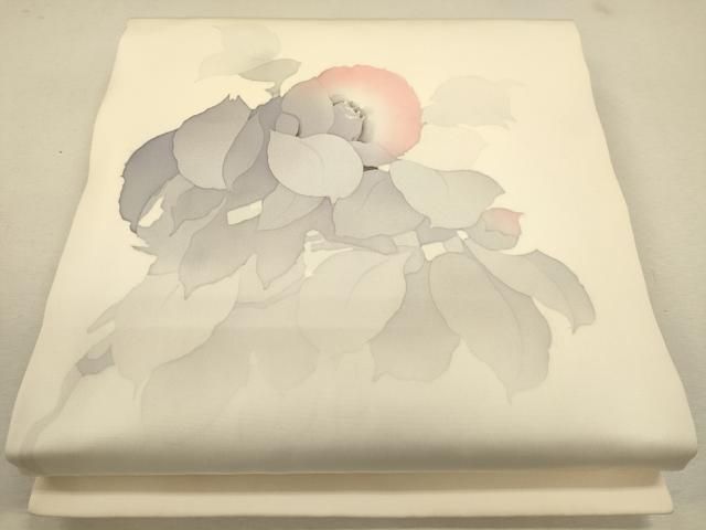 平和屋着物○塩瀬 九寸名古屋帯 手描き 般若 黒地 金彩 正絹 逸品  