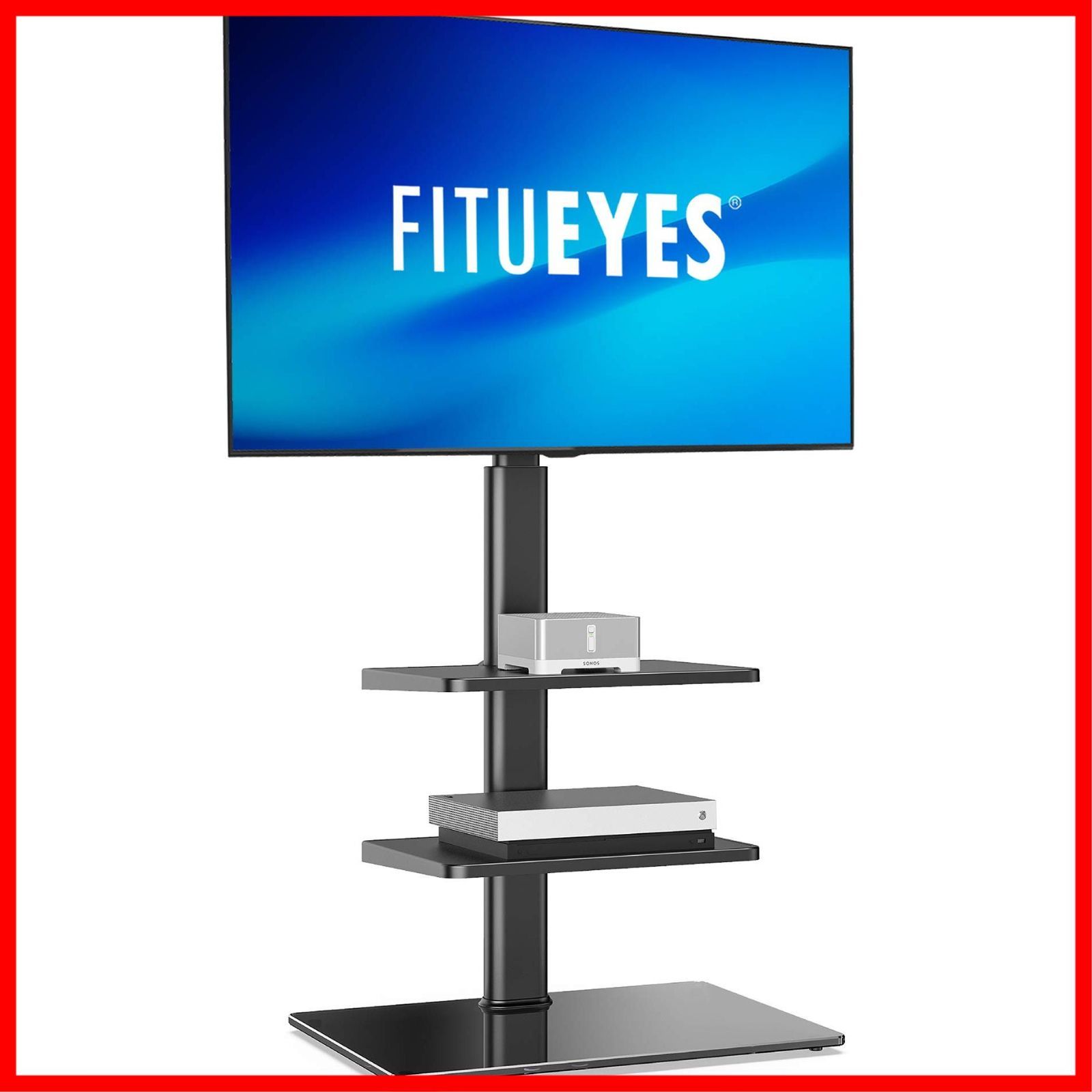 FITUEYES テレビスタンド 32～60インチ対応 3段棚付き 壁寄せテレビスタンド 高さ調節 ラック回転 ブラック TT306001GB