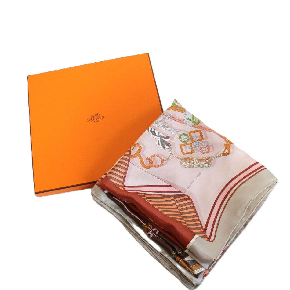 HERMES エルメス カレ 90 スカーフ 鞍職人の花束 シルク100％ ベージュ