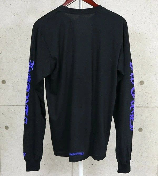 CHROME HEARTS 銀座店 クロムハーツ インボイス付き オールドイングリッシュ ネックロゴ ロンT 長袖 メンズ size XL 黒|青 100569