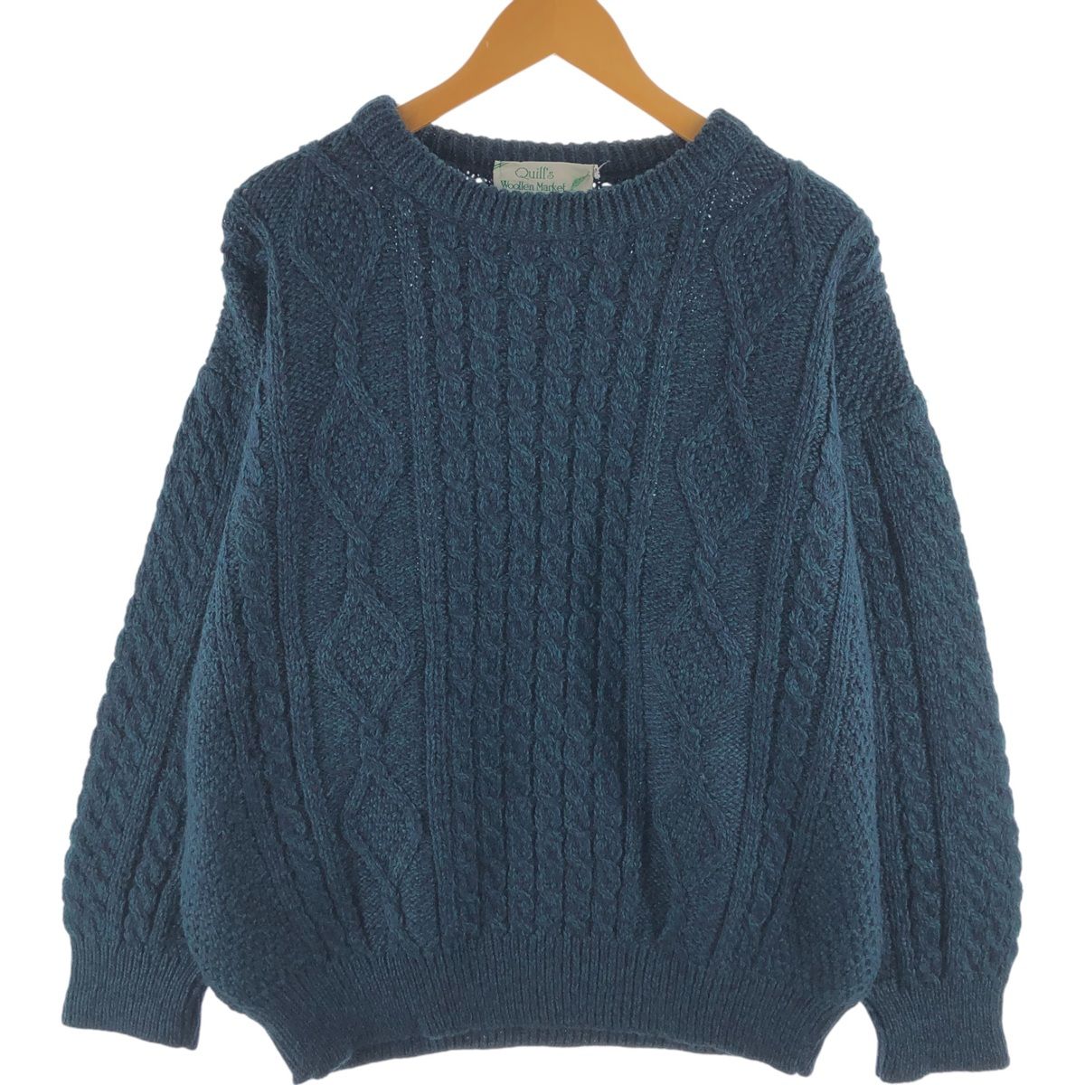 古着 Quills Woollen Market フィッシャーマン アランニットセーター アイルランド製 メンズL相当/eaa498671
