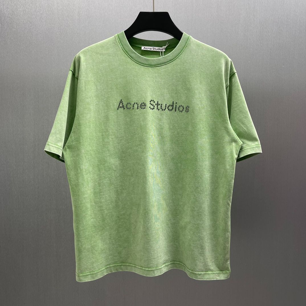 Acne Studiosファッション シンプル カジュアルなブラックダイヤモンドロゴ半袖Tシャツ