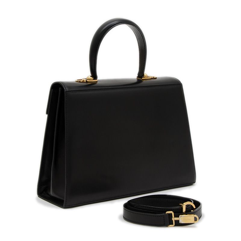 フェラガモ ガンチーニ 2WAYバッグ ボックスカーフ ブラック