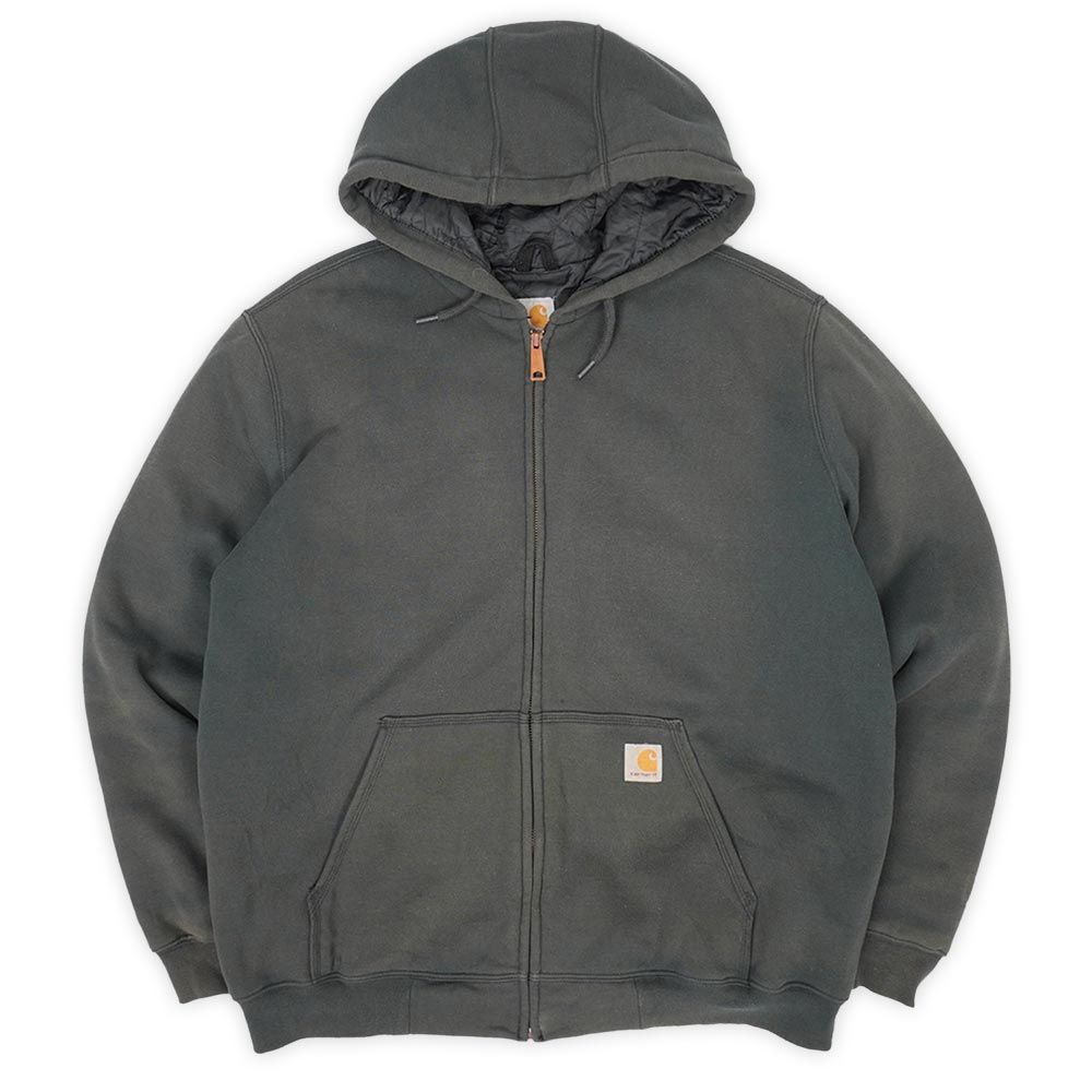 カーハート Carhartt 00s 2000年代 キルティングライナー フルジップ スウェットパーカー アクティブ デトロイト WIP 定番 フェード USA ヴィンテージ 古着 メンズ パーカー ブラック 黒 M【中古】