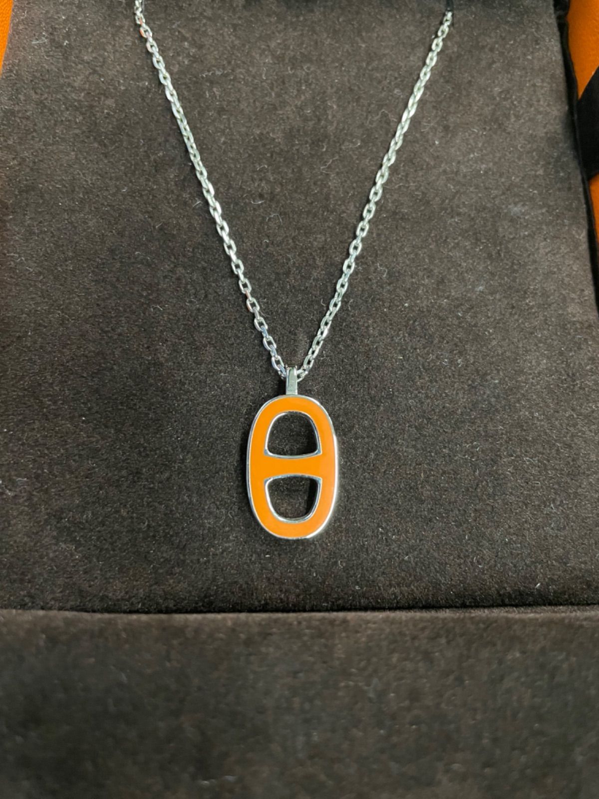 レア エルメスHERMES ソルド ネックレス イリアード オレンジ