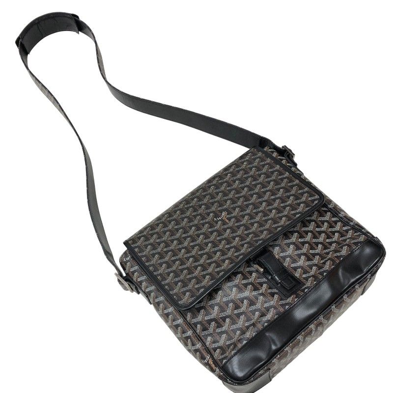 ゴヤール GOYARD グランブルーMM ブラック シルバー金具 ゴヤールディンキャンバスレザー メンズ ショルダーバッグ