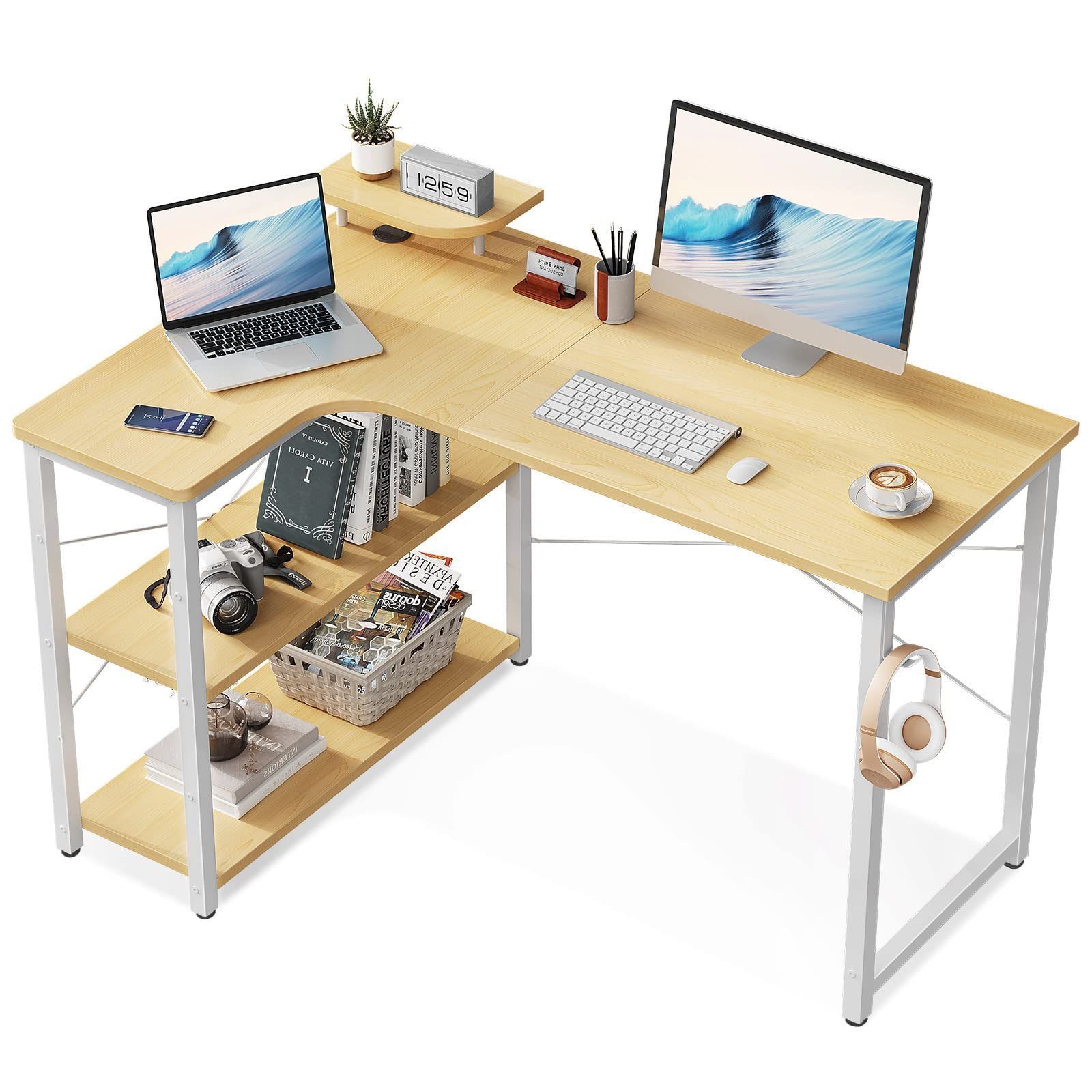 PCデスク ゲーミングデスク 幅110 L字デスク L字 pcデスク デスク 机 ラック付き