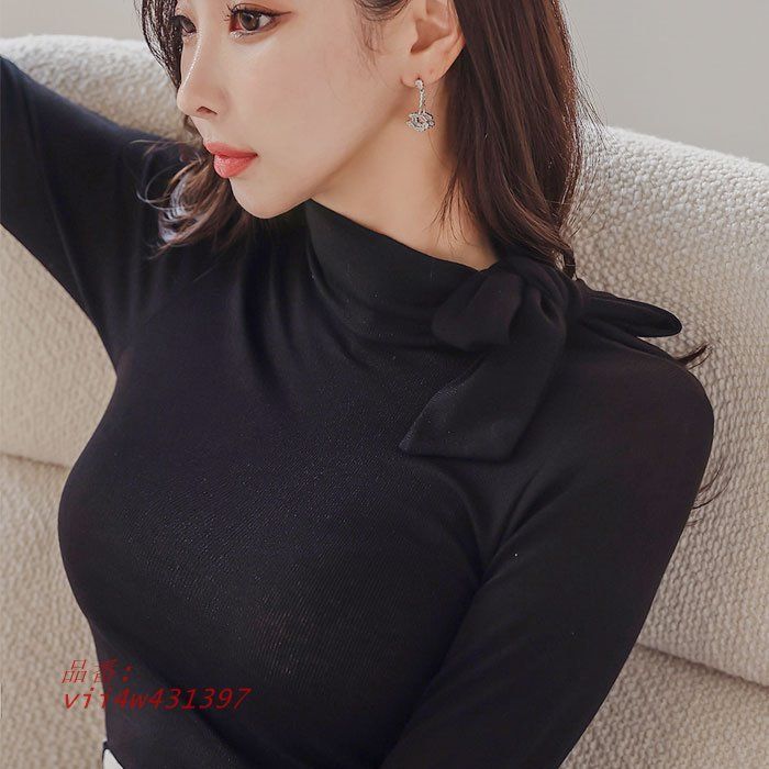 最安値に挑戦。 ストレッチ長袖トップス ミディ丈スリットタイトワンピース 黒 カジュアル デート おしゃれ ファッション レディース 韓国 vii4w431397