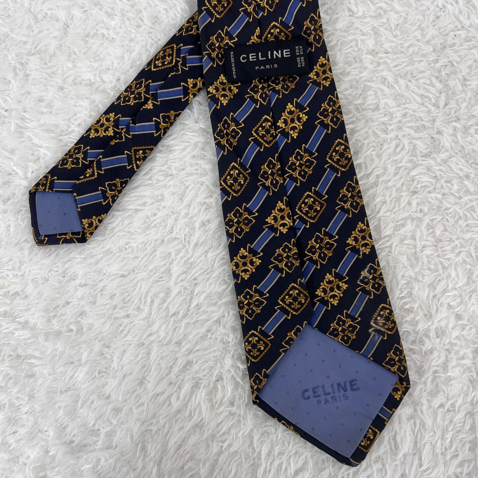 美品 CELINE PARIS セリーヌ　ネクタイ　ナロータイ □美品□ CELINE セリーヌ ネクタイ 一点もの ヴィンテージ 古着