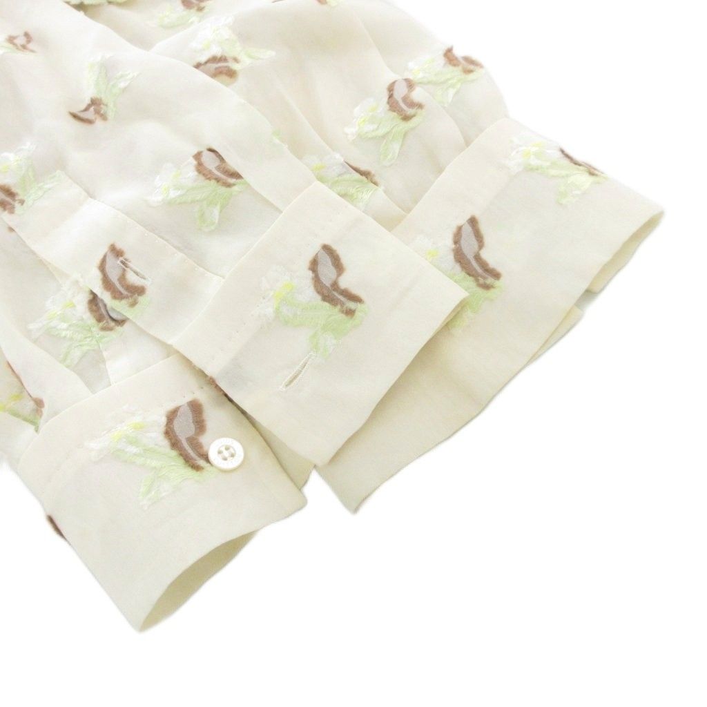  ルイヴィトン LOUIS VUITTON シャツ 七分袖 シルク混 36 ベージュ 花刺繍 UO その他 トップス