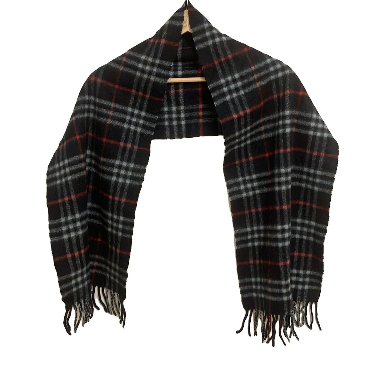 Burberry s バーバリーズ マフラー - ダークネイビー×レッド×ライトブルー チェック柄 カシミヤ