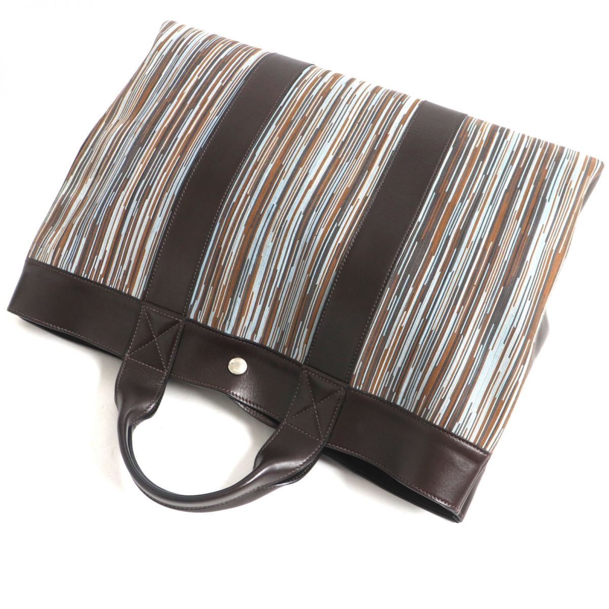 HERMES エルメス フールトゥ MM ヴィブラート セリエボタン レザートートバッグ ブラウン/マルチ 美品▽HERMES エルメス フールトゥ MM ヴィブラート セリエボタン