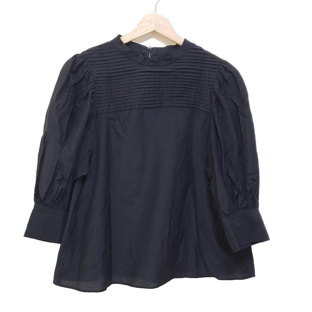 Diagram GRACE CONTINENTAL ダイアグラム 七分袖シャツブラウス サイズ36 S レディース - 黒 プルオーバー ピンタック ギャザー