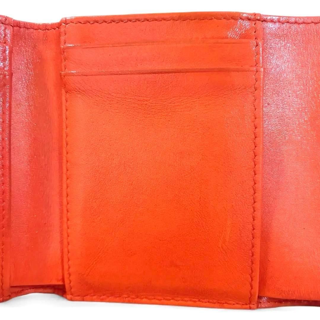 人気色・希少】CHANEL ディズヌフ 三折り財布 ラムスキン オレンジ系
