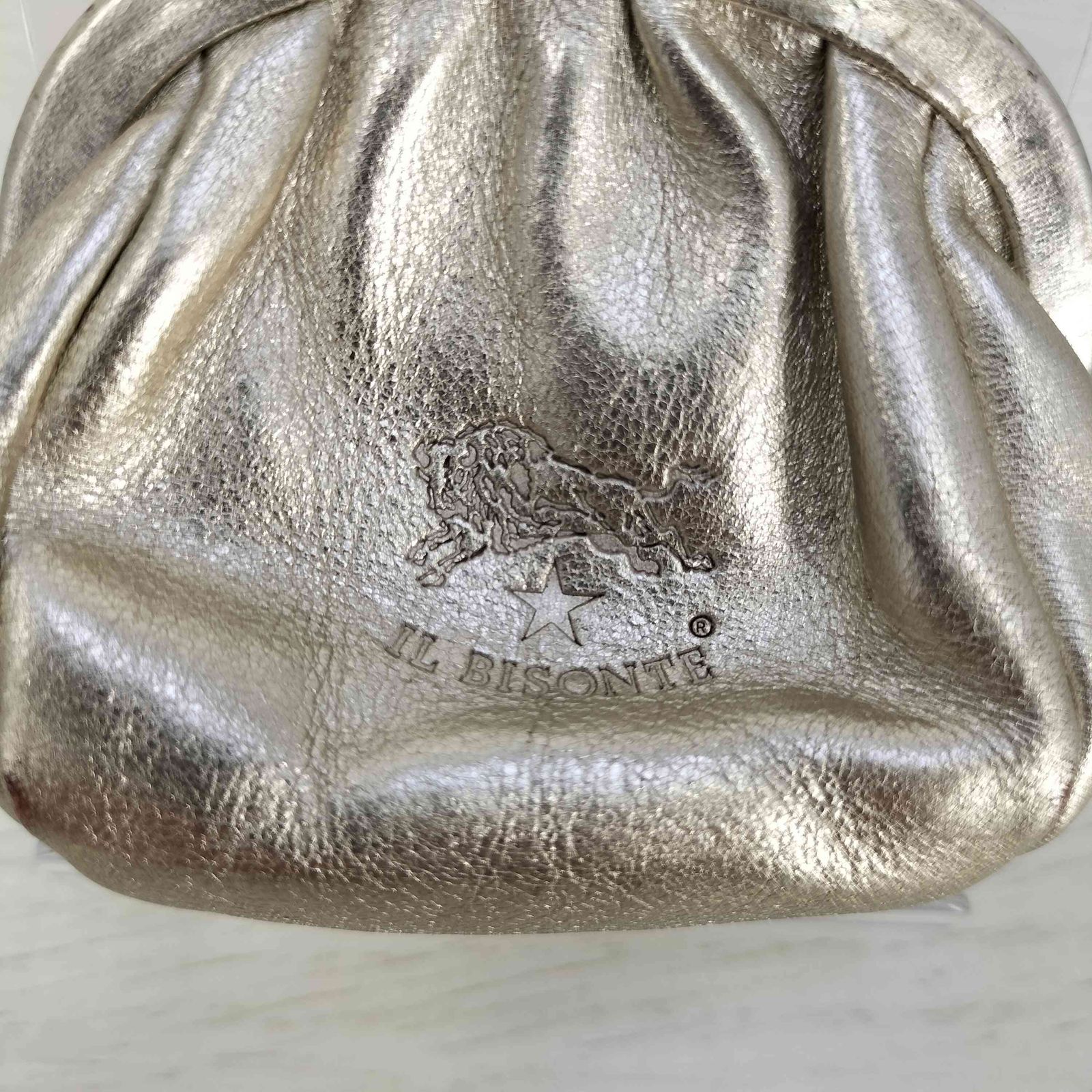 イルビゾンテ IL BISONTE メタリックレザー ゴールド がま口 コイン
