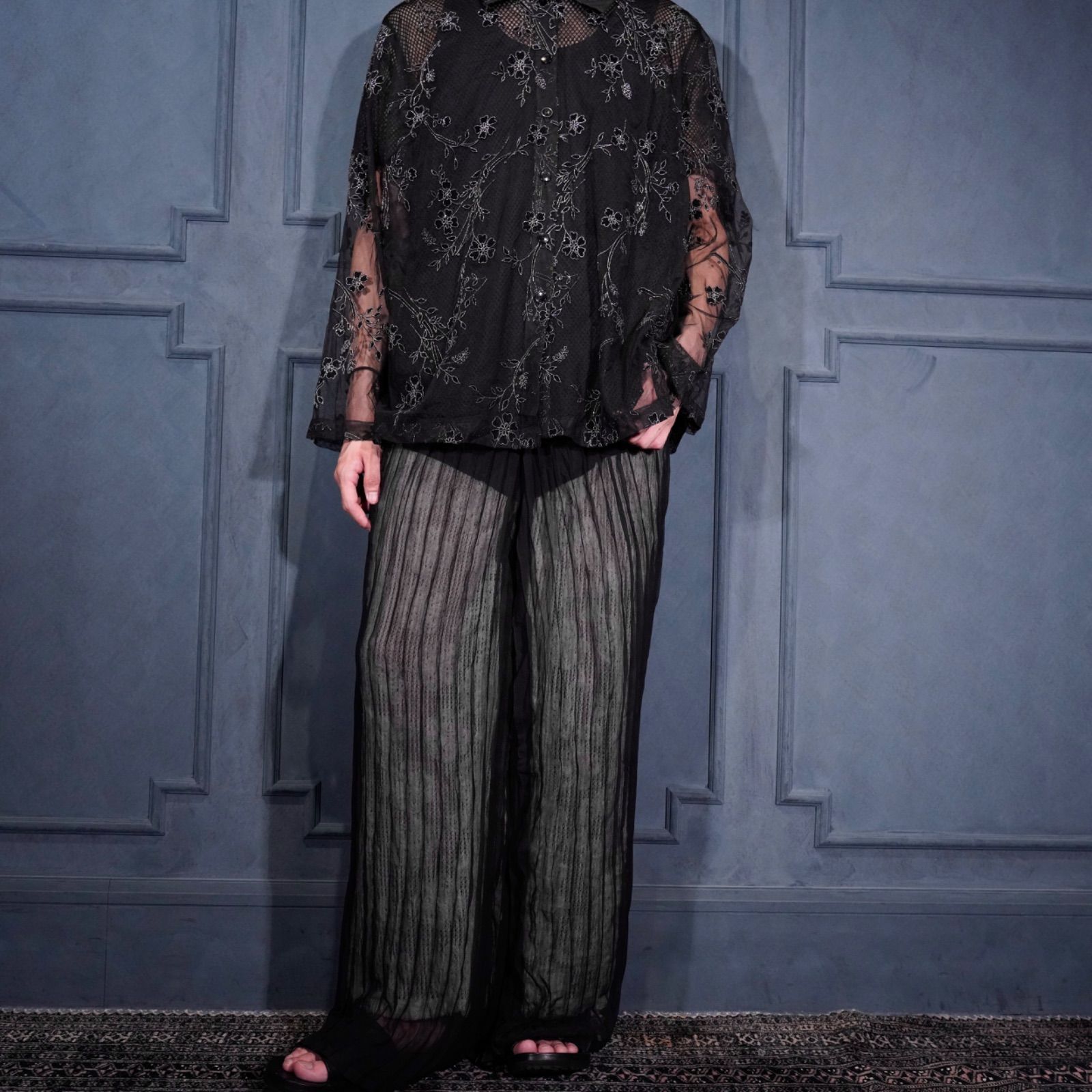USA VINTAGE アメリカ古着プリーツデザインパンツセットアップ USA VINTAGE What's Hot PLEATES SHEER DESIGN WIDE PANTS