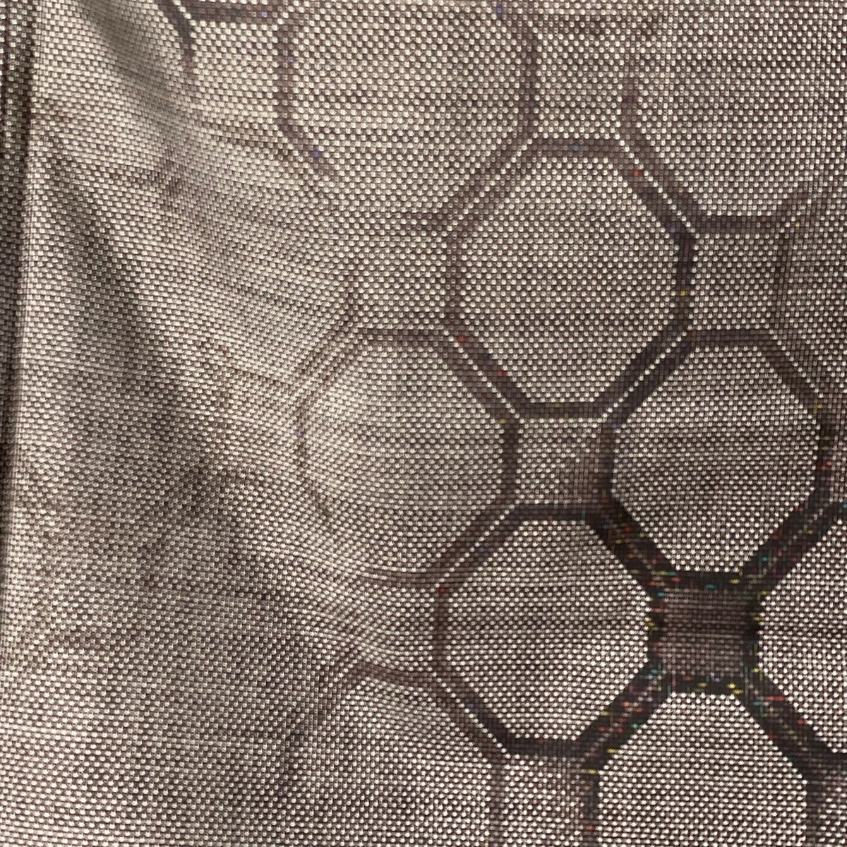 紬 身丈160.5cm 裄丈63.5cm S 袷 名古屋帯セット 幾何学 焦茶色 正絹  