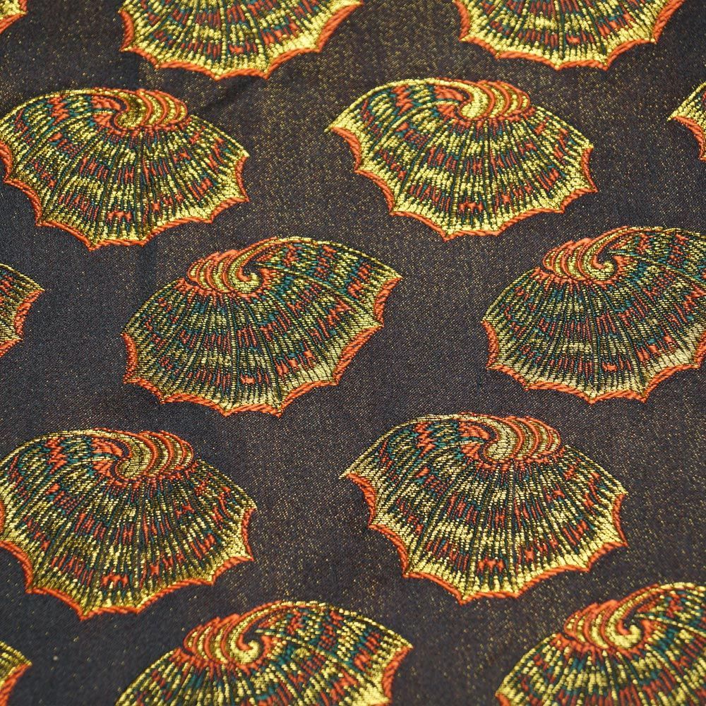 龍村美術織物 彩貝文様 全通 開き名古屋帯 比翼仕立て 開き名古屋帯