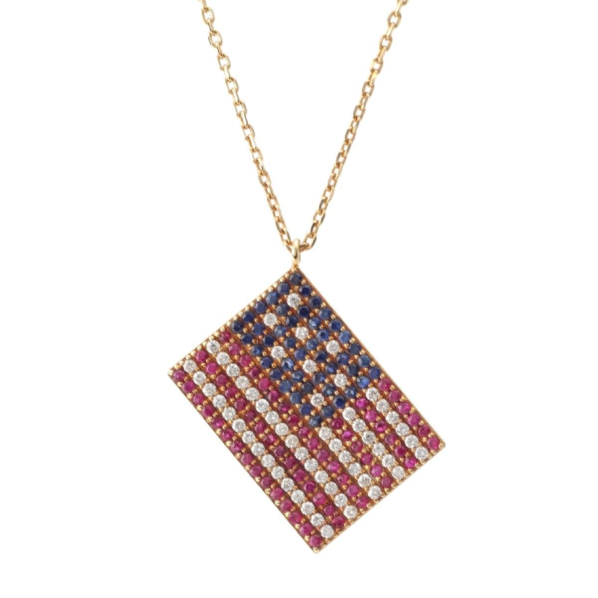 ノーブランド アメリカ国旗モチーフ メレダイヤ D0.48ct ルビー  