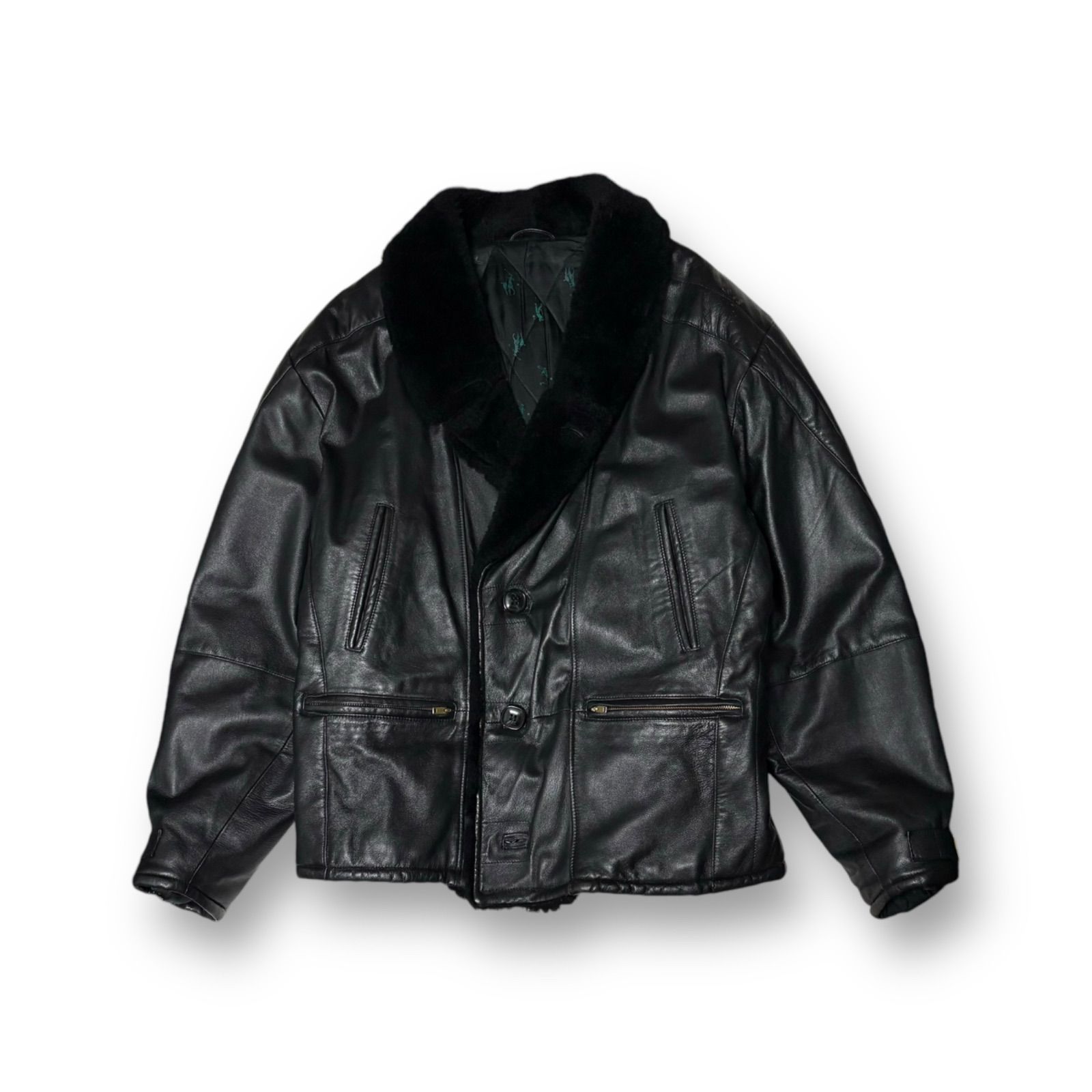 80s イタリア製 レザーコート ブラック 80s ARROW LEATHER CARCOAT Size L | KORDS