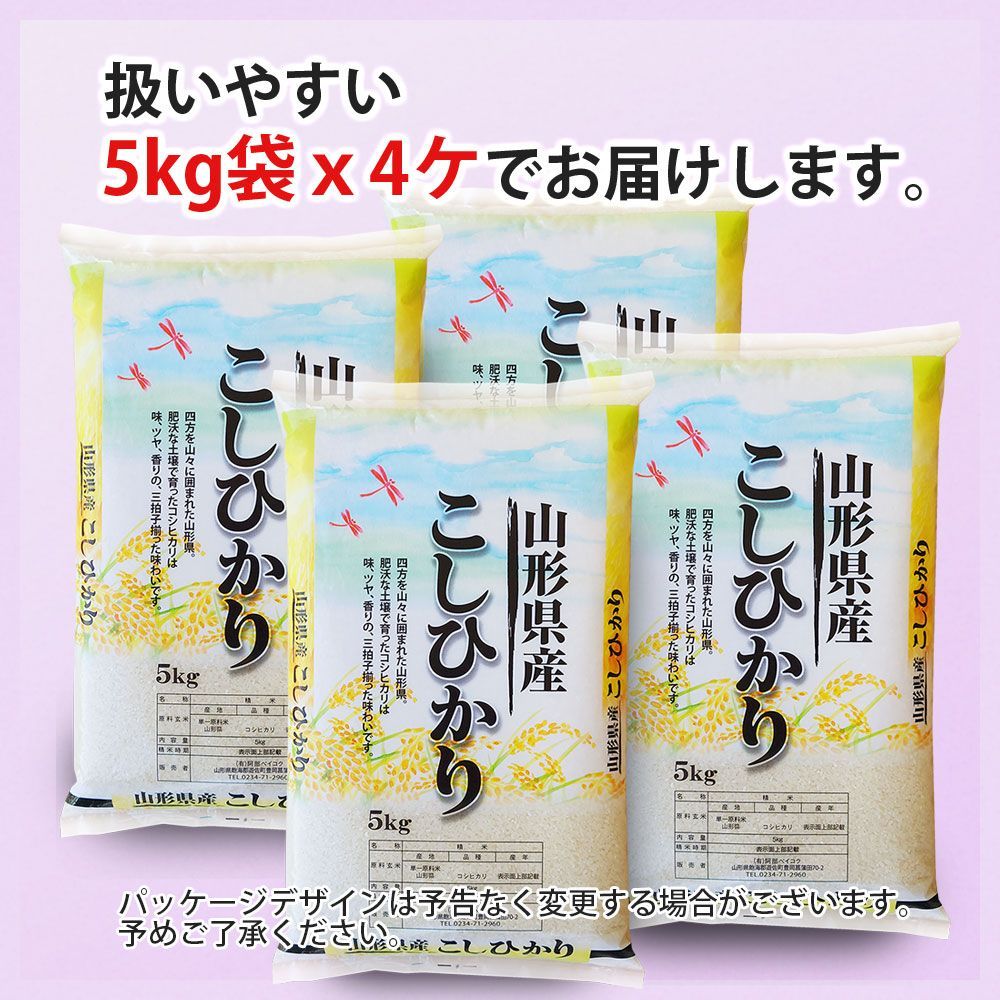 コシヒカリ 20kg (無洗米・白米・玄米) 山形県産 令和6年 20キロ