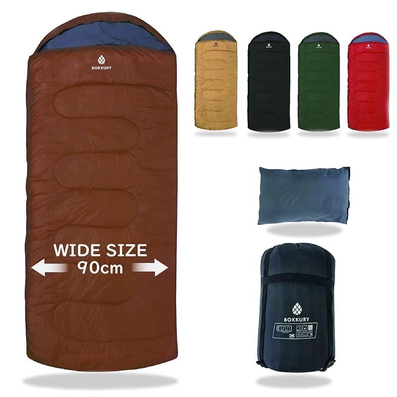 BOKKURY (ボックリー) 寝袋 シュラフ 冬用 人工 ダウン ワイド 最低使用温度 -10度 (ブラウン) 0