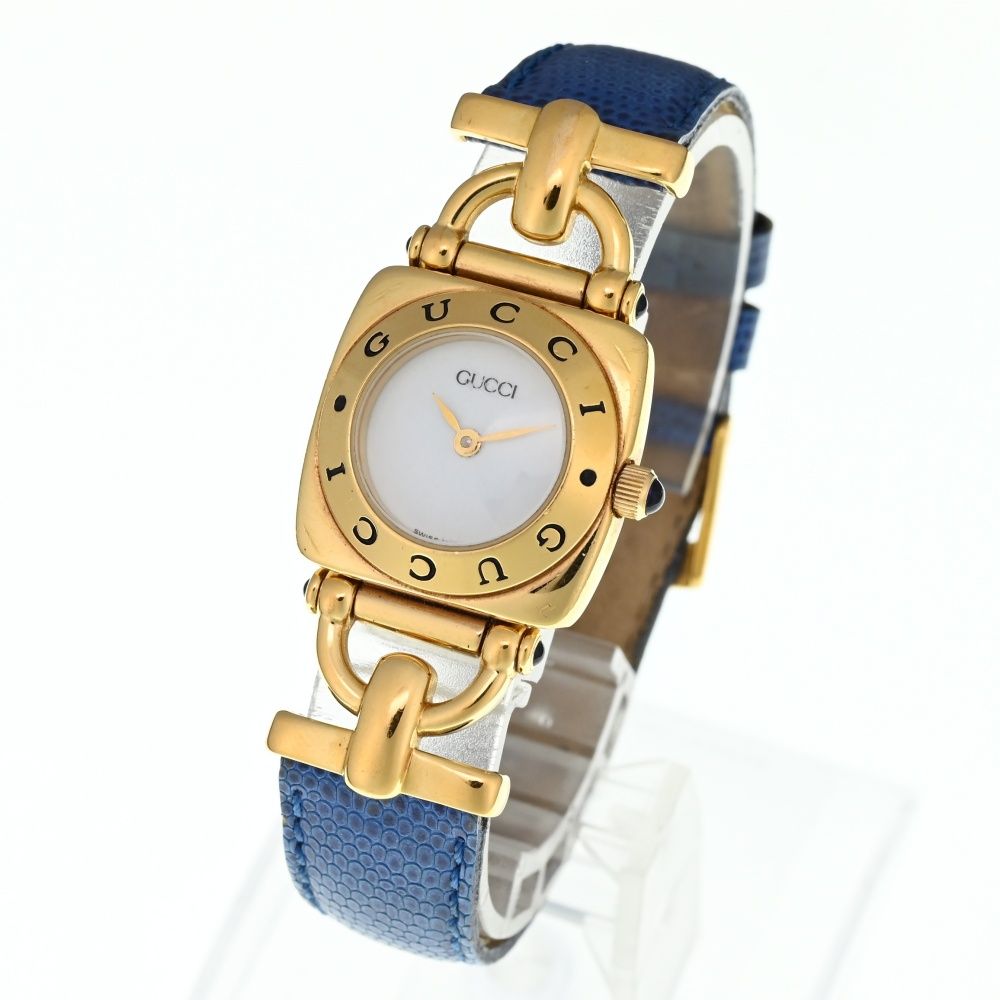 グッチ GUCCI 6300L ホースビット GP/レザー クォーツ レディース C