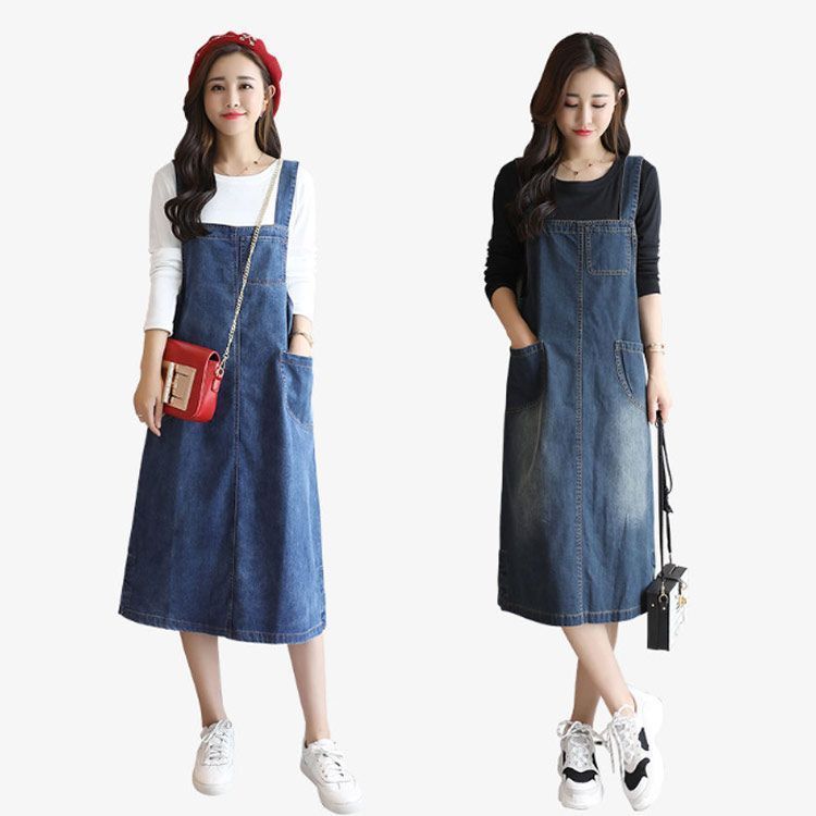 ワンピース ジャンパースカート デニム ミモレ丈 カジュアル youdear_hs-dg-012