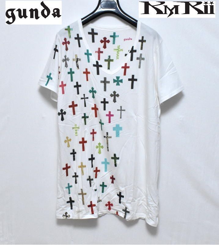 新品 gunda × kmrii クロス Tシャツ Vネック ガンダ ケムリ コラボ