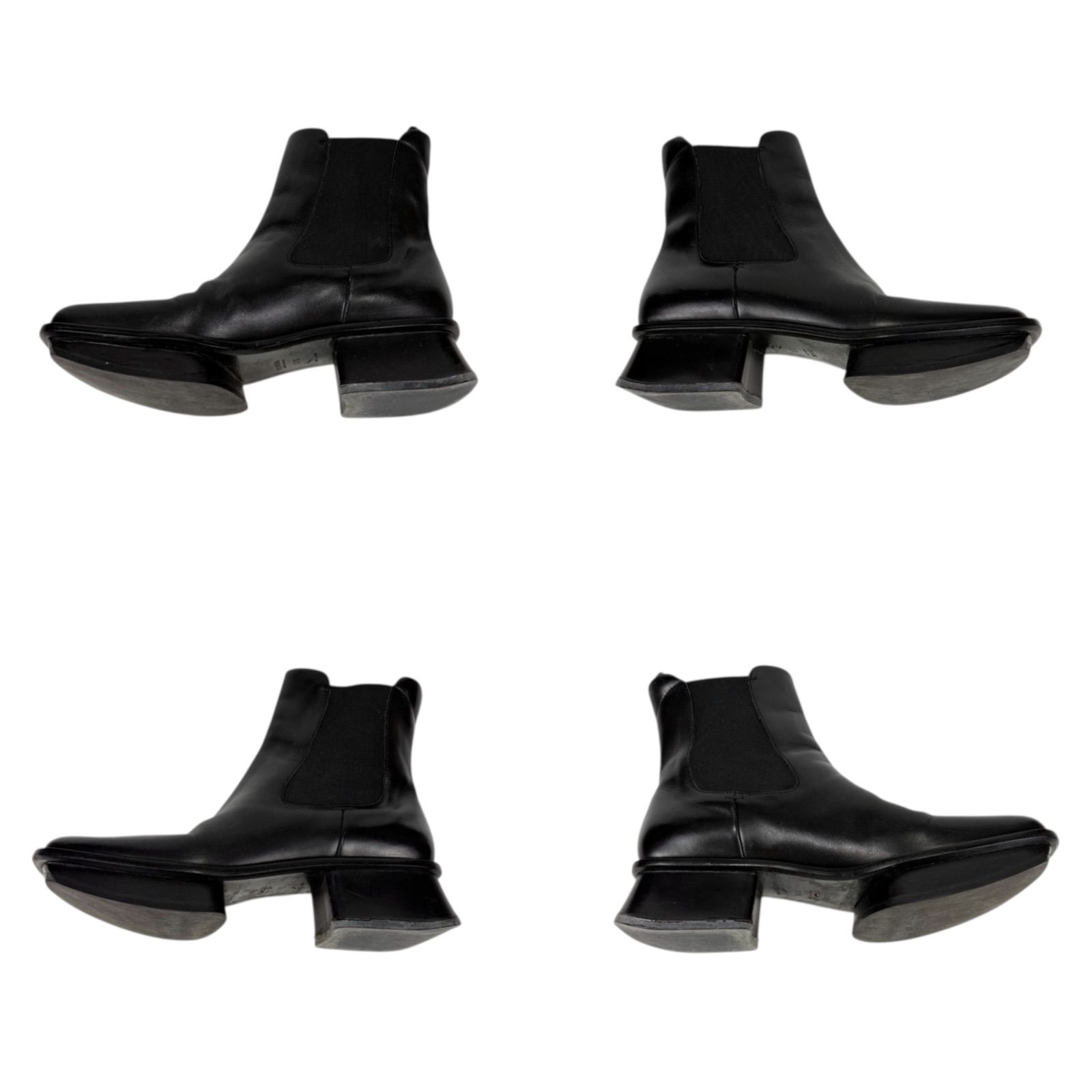プラダ PRADA ショートブーツ スクエアトウ ブラック 黒レザー 24cm プラダ PRADA サイドゴア スクエアトゥ ショートブーツ ブラック