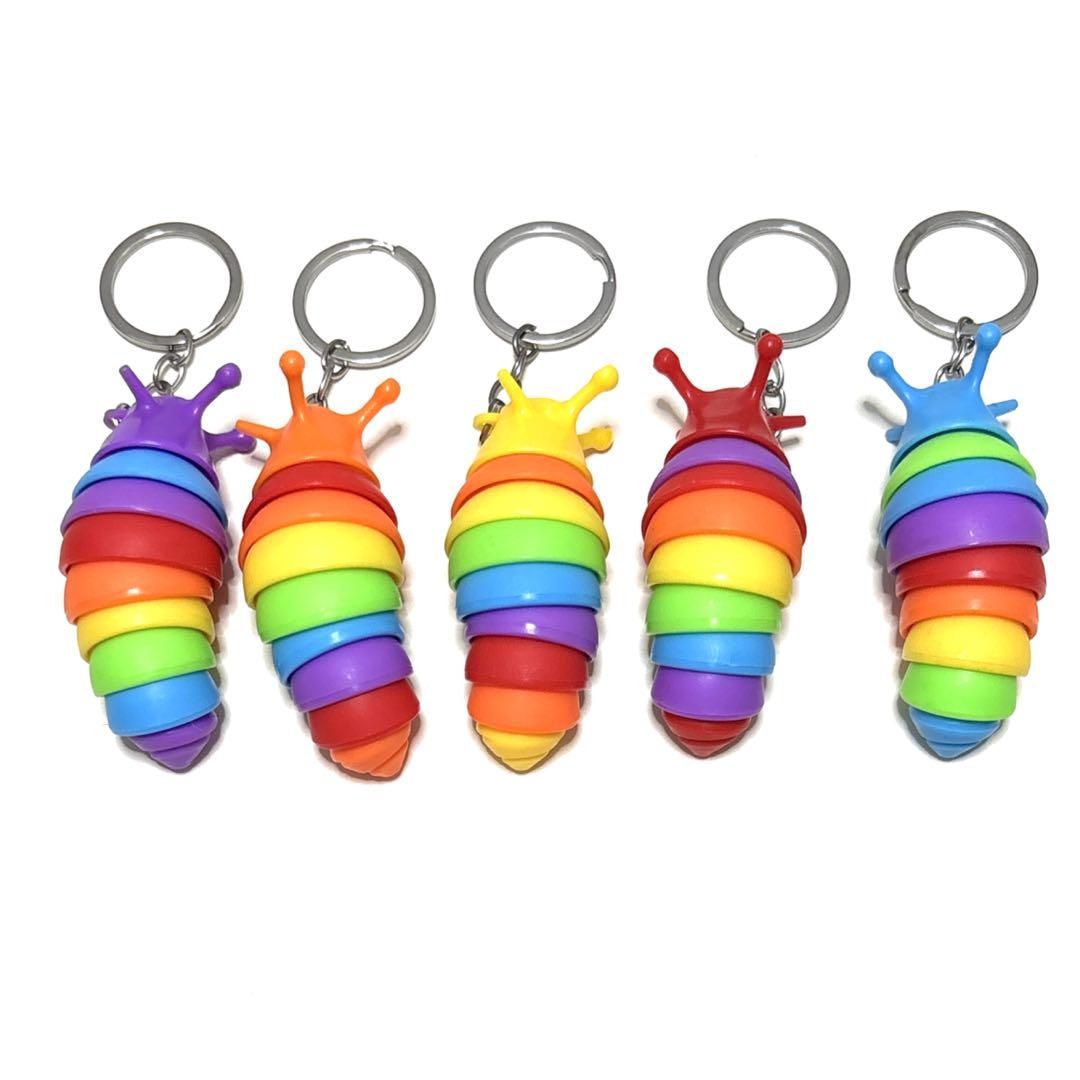 5色セット】レインボーナメクジキーホルダー 芋虫 いもむし イモムシ