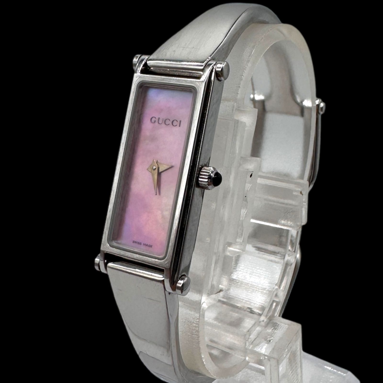 新品電池稼働 良品 GUCCI グッチ 1500L ピンクシェル文字盤 レディース