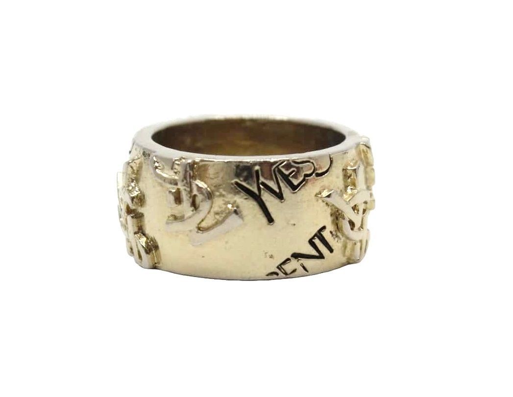 希少 サンローラン 12号 エングレーブ チェーン リング ヴィンテージ