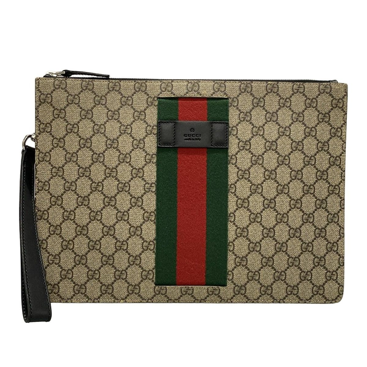 GUCCI グッチ クラッチバッグ GGプラス GGスプリーム|シェリー 433665 ベージュ×ダークブラウン×マルチ コットン レザー