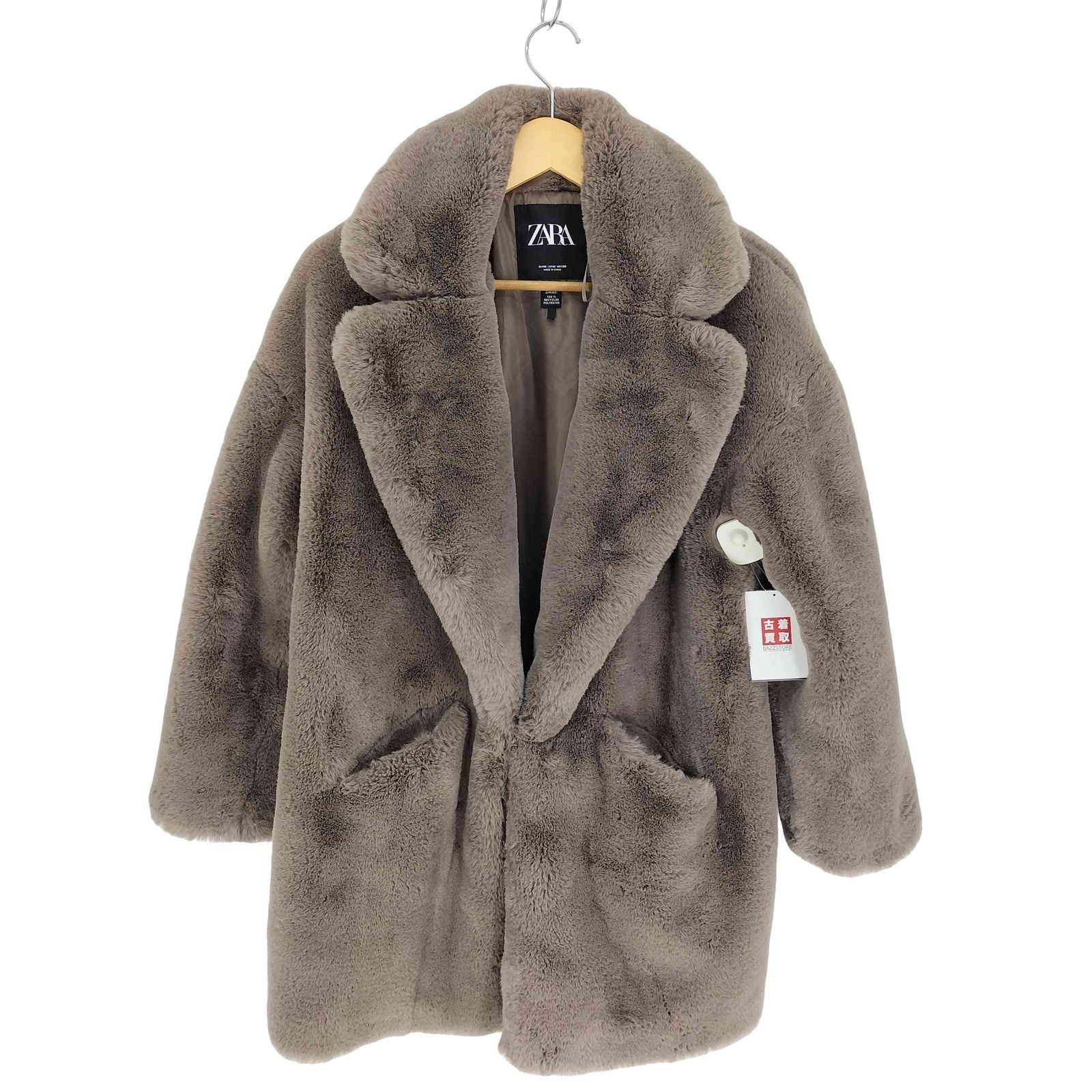 ZARA グレー ファーコート Lサイズ ザラ ZARA Oversized Grey Faux Fur Coat オーバーサイズ グレイ