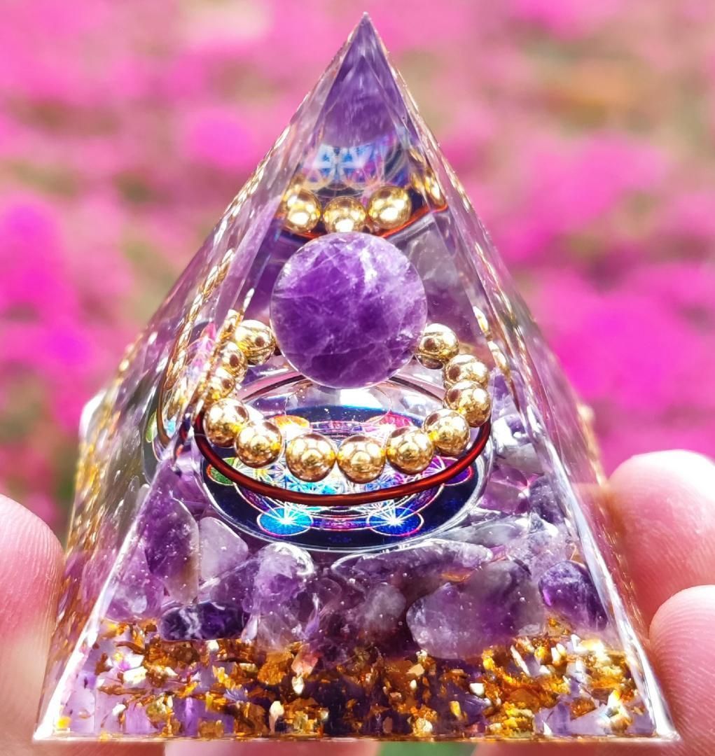 SHOPS】オルゴナイト ピラミッド アメジスト 紫水晶 バランス