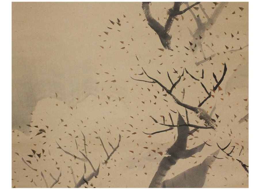 源・M》江戸期・古画 巨匠 松村景文 筆「桜人物・鶏図」・横山清