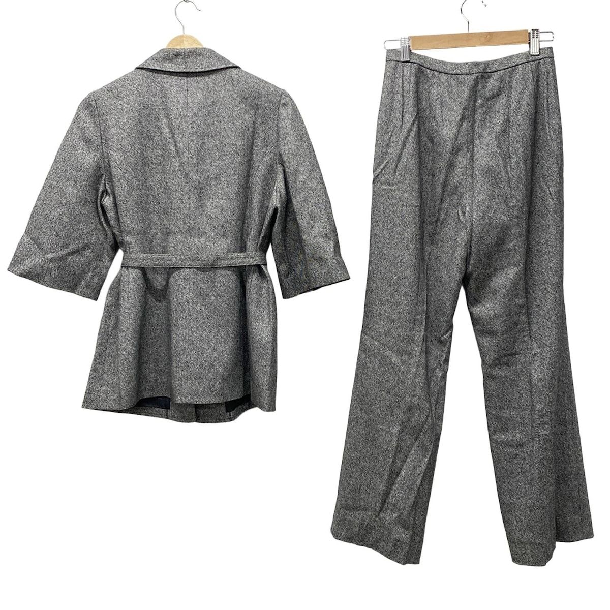 Leilian レリアン レディースパンツスーツ レディース - 白×グレー×黒 ベルト付き