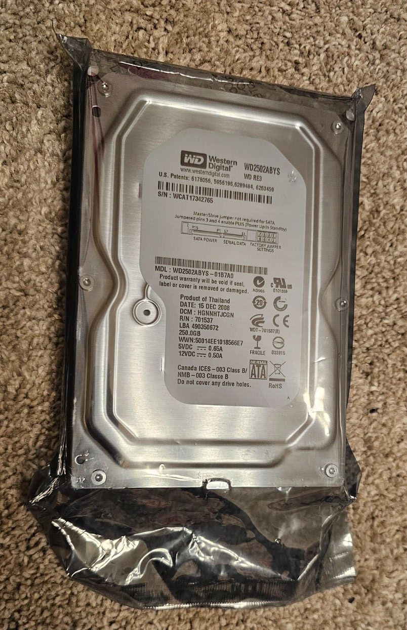 Western Digital RE3 Enterprise 250GB Internal 7200RPM 3.5 (WD2502ABYS) HDD
