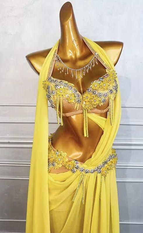 ベリーダンス衣装 ブラスカートセット イェロー|グリーン オーダーメイド WWW_OLIVIERBERNSTEIN_COM