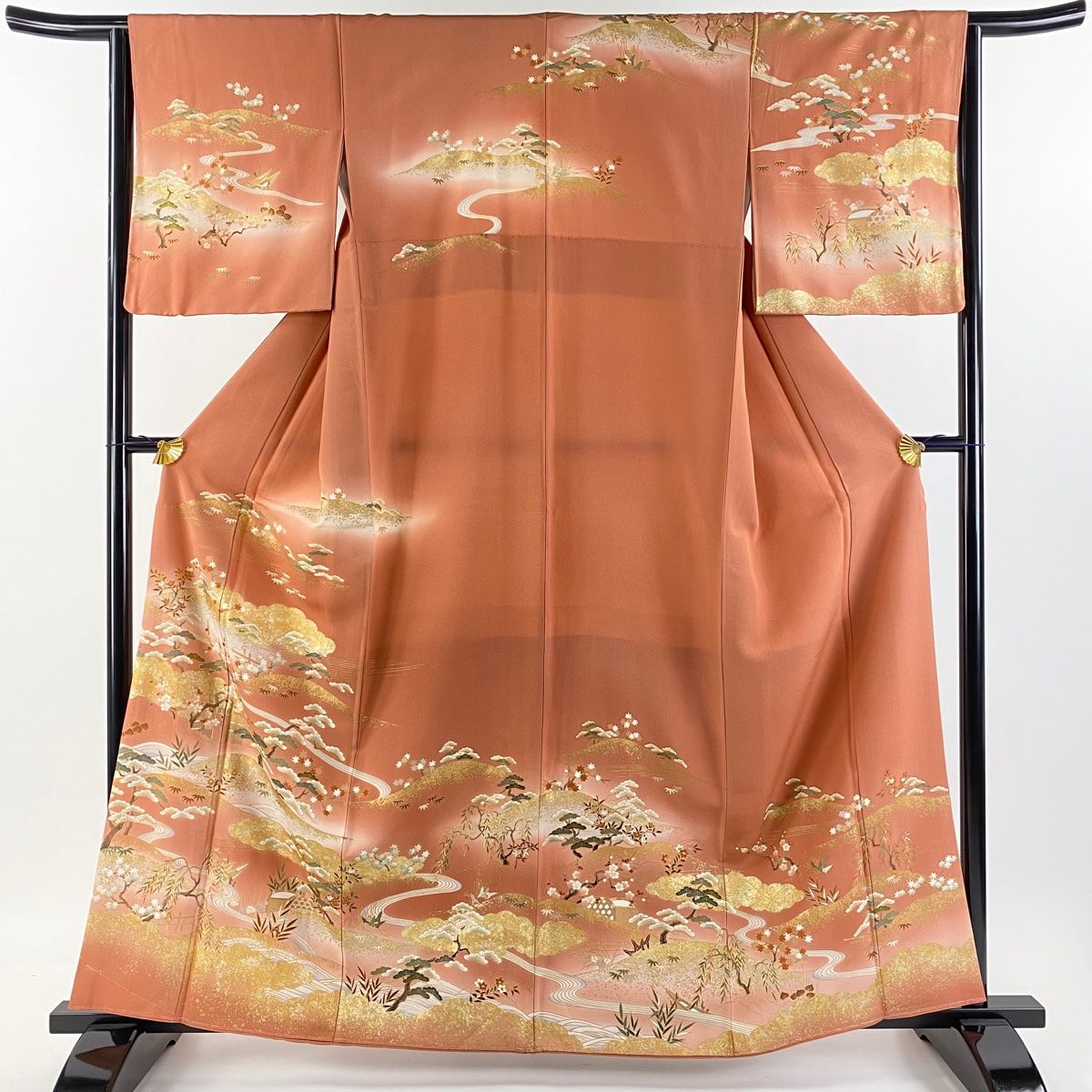 辻ケ花作家物訪問着4点フルセット、着物、袋帯、帯揚げ、帯締め 辻ケ花