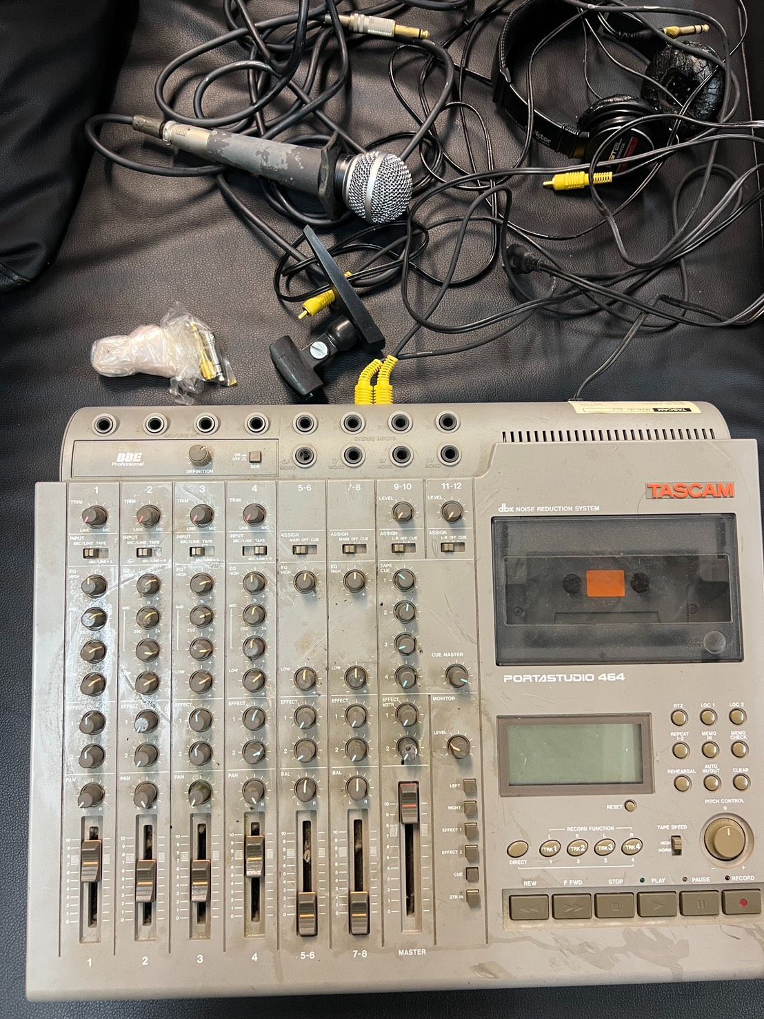 TASCAM PORTASTUDIO 464 4トラック カセットMTR 本体一式＋マイク ヘッドホン ケーブル類
