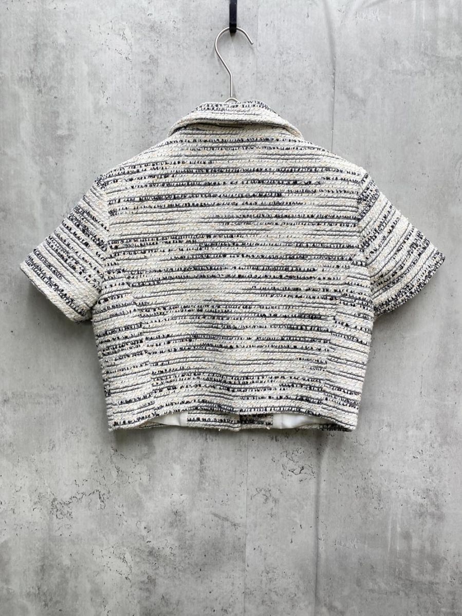 Darich ダーリッチ 112413011 ミックスツイードハーフスリーブ ジャケット sizeF ホワイト ◎レディース SIROKUMA-CORPORATION_COM