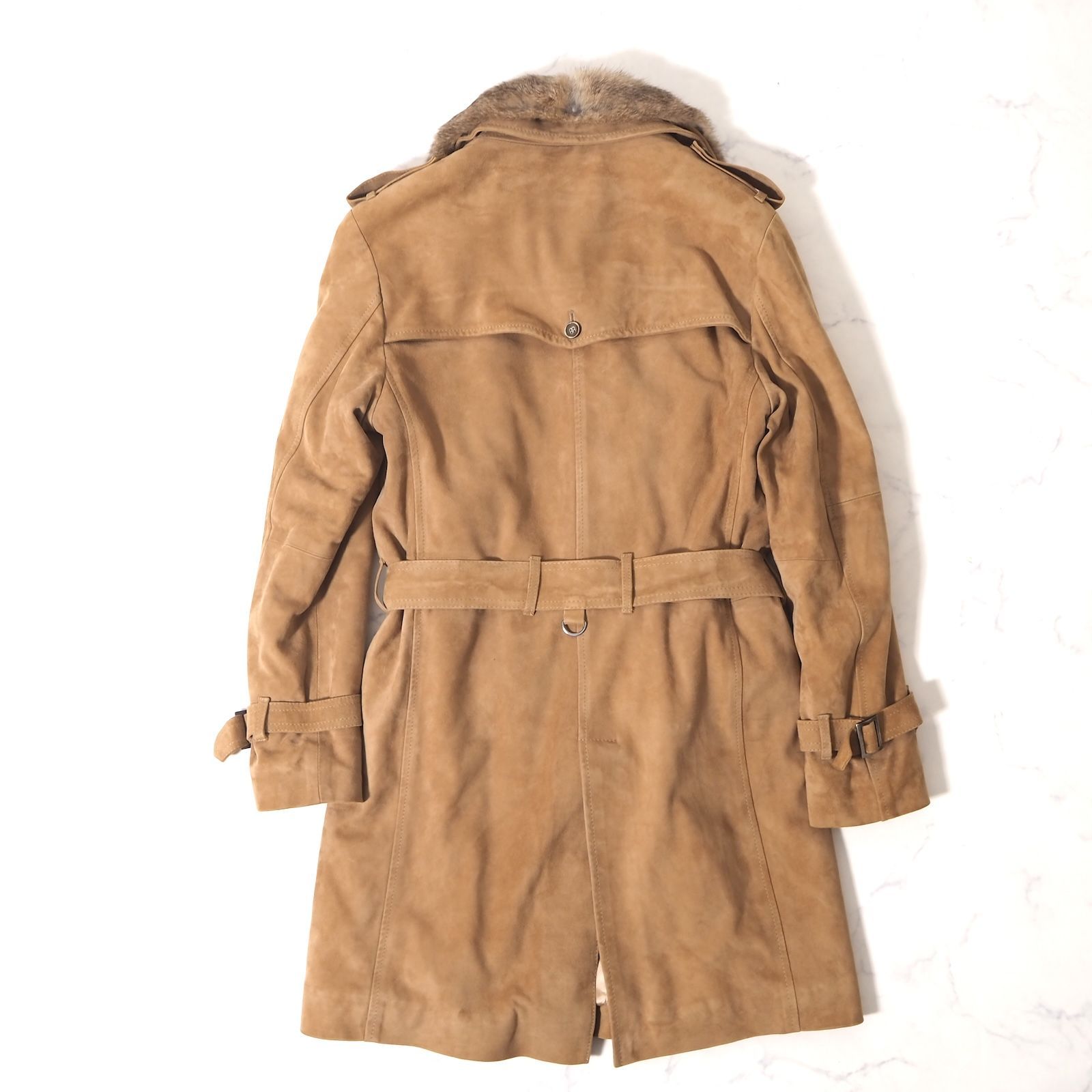 KuniEMMETI ラビットファー ラムレザートレンチコート 茶 46 Kuni様