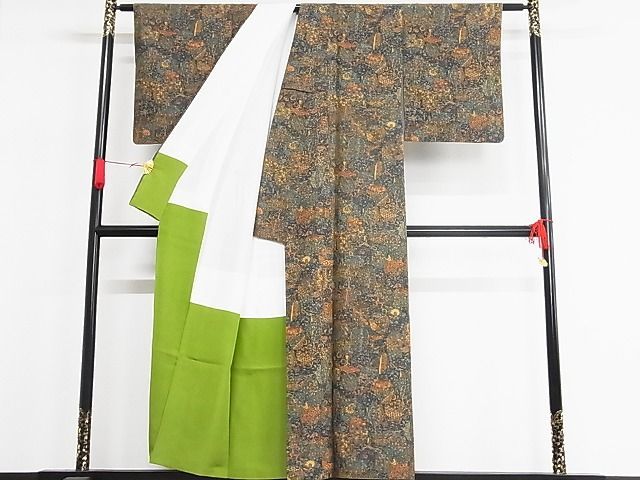平和屋-こころ店■上質な小紋 陶器文 着丈151cm 裄丈63cm 正絹 逸品 A-ck5088