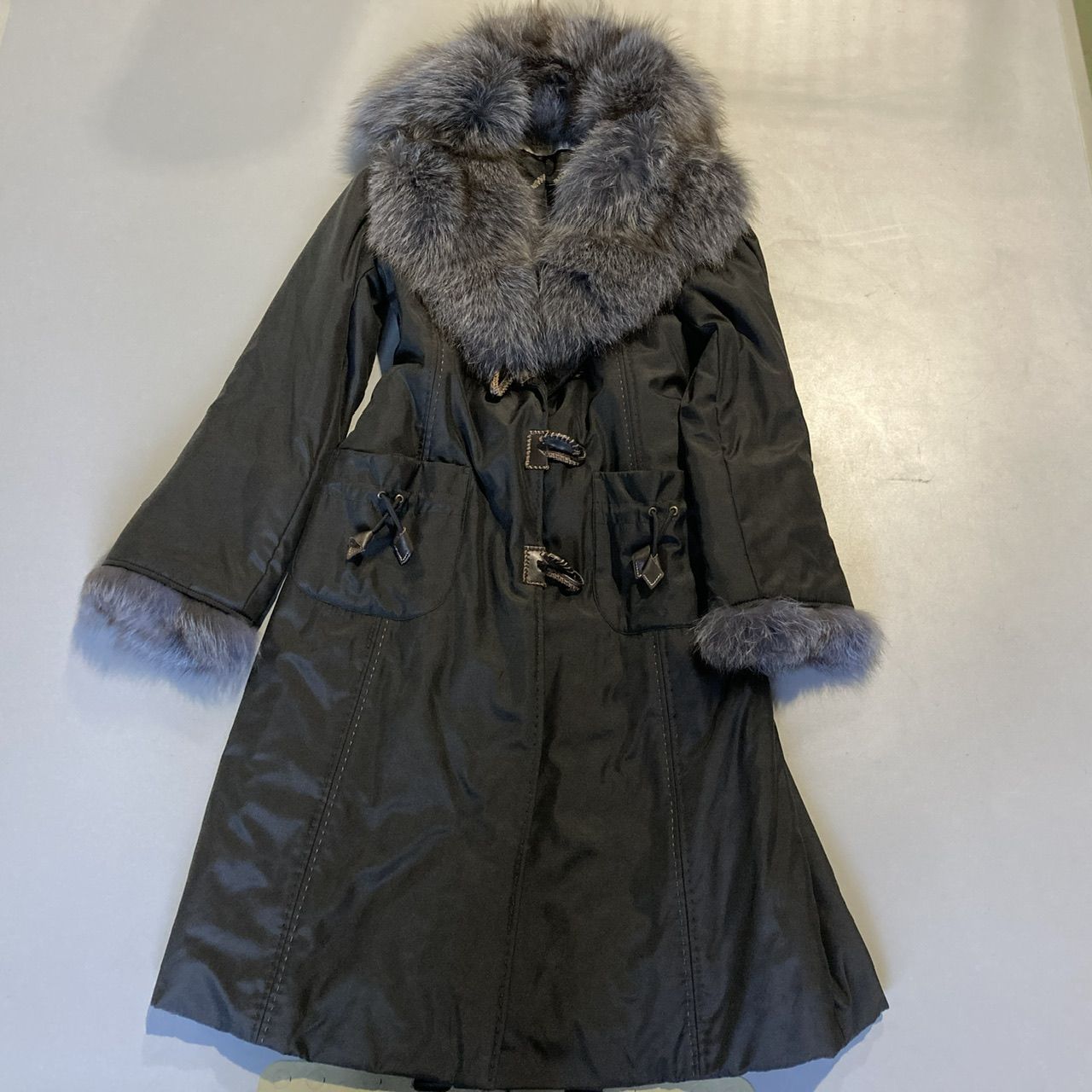 BALMAIN バルマン フォックスファー付き シルクコート ロングコート Mサイズ 管理番号 OKU10295|H4-100