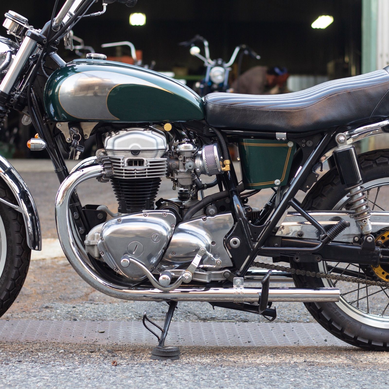 W650/400用 オールドスタイル手曲げマフラー Type1 クローム MOTOR
