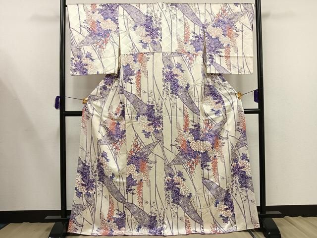 やまとお誂え モノトーン 華かやかな花柄 裄66.5 小紋 着物 T-8306 やまとお誂え モノトーン 華かやかな花柄 裄66.5 小紋 着物 T