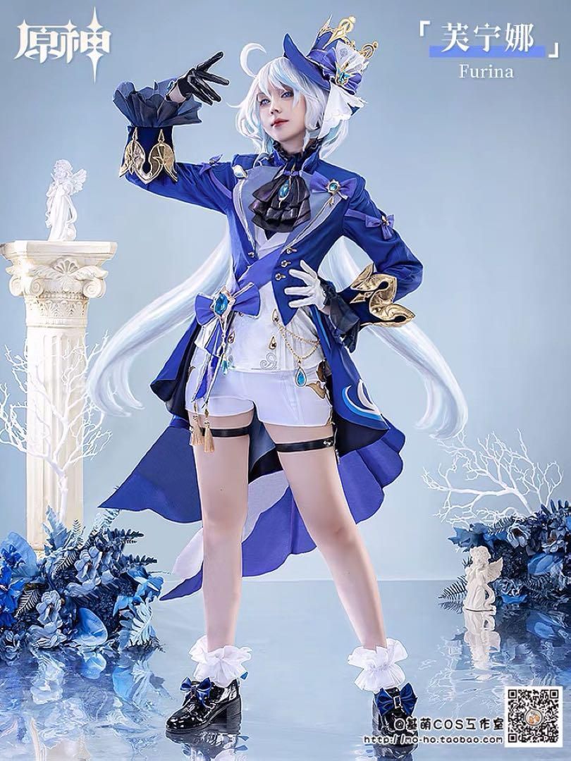 基萌 原神 フリーナ コスプレ衣装 ウィッグ 靴