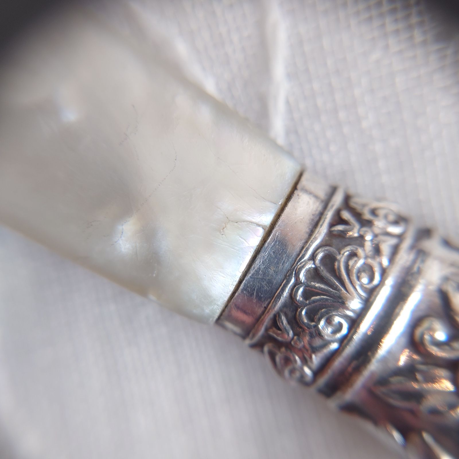 イギリス アンティーク ジャムスプーン 白蝶貝 マザーオブパール スプーン